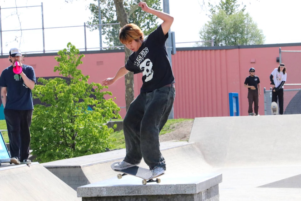 Dozens of Maple Ridge youth stopped by Thomas Haney Action Park on May 1 to participate in the skate competition and barbecue that kicked off Youth Week. (Brandon Tucker/The News) 
