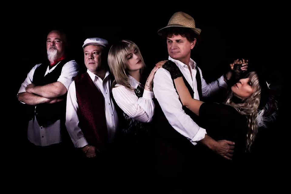 Armstrong’s Mike Luniw (second from right) portarys guitarist/vocalist Lindsey Buckingham in the Fleetwood Mac tribute band Fleetwood Magic. Luniw returns home to the North Okanagan with his bandmates to play Vernon’s Performing Arts Centre Friday, May 10, at 7:30 p.m. (Contributed) 