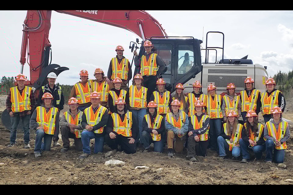 The 24 students taking the School District 27 Heavy Metal Rocks 2024 finished the three-day program on Saturday, April 27 in Williams Lake at the Centennial Gravel Pit on Bond Lake Road. (Monica Lamb-Yorski photo - Efteen) 
