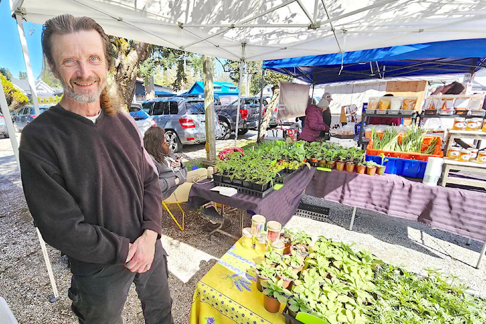 A vendor displayed fresh produce at the Fort 91ԭ Village Farmers Market at St. Andrew’s historic church at 9025 Glover Road, which is held every Saturday right through to December. (Dan Ferguson/91ԭ Advance Times) 