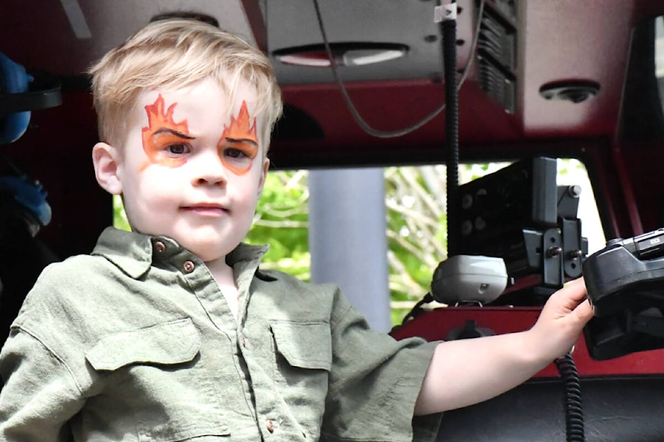  Ben, 3, was a big fan of the fire trucks at the appreciation barbecue for first responders on Friday, May 3. (Kyler Emerson/Langley Advance Times) 