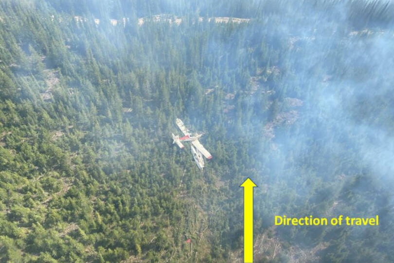 The Transportation Safety Board of Canada has released its findings into the ‘forced landing’ of a skimmer aircraft while fighting the Connell Ridge wildfire south of Cranbrook in 2022. Photo courtesy TSB. 