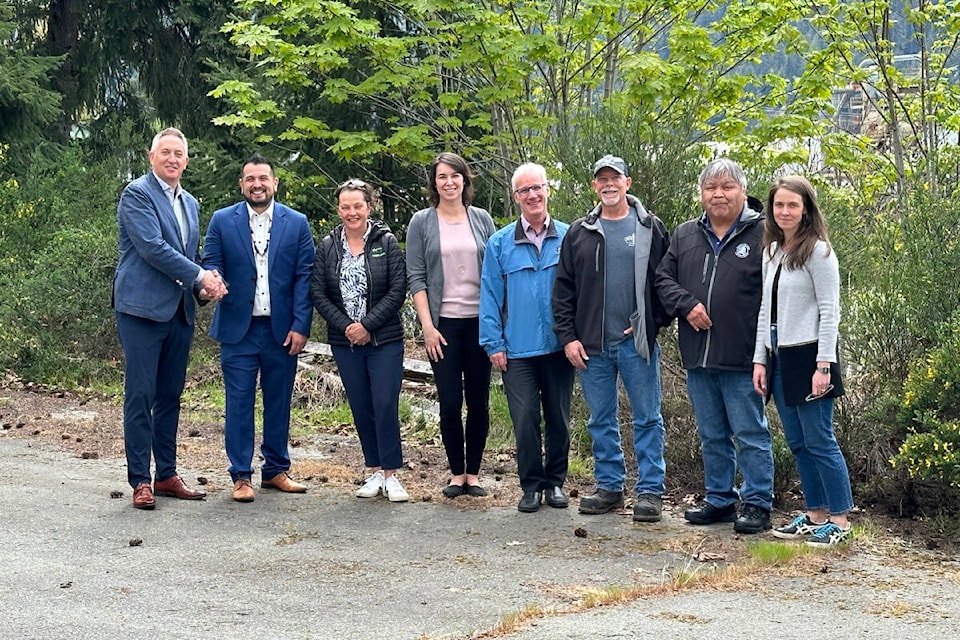 Representatives from Tseshaht First Nation, Western Forest Products, the City of Port Alberni and the Province of B.C. celebrate a land sale agreement in Port Alberni. (SUBMITTED PHOTO) 