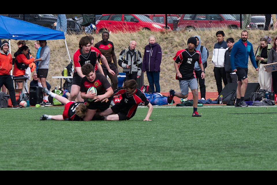 The Yukon Rugby Federation facilitated a High School Rugby 7s tournament at the FH Collins Field on May 7. Girls and boys teams were in action with Porter Creek Secondary, FH Collins and St. Francis of Assisi schools all fielding teams. (Jim Elliot/Yukon News) 