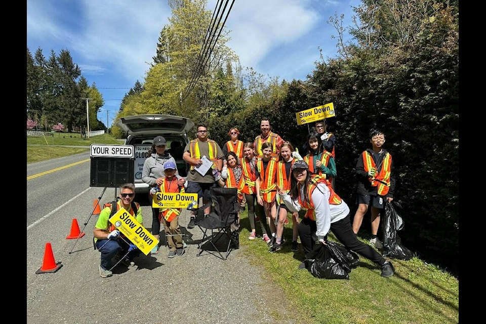 A group of St. John’s Academy students hit the streets of South Cowichan with a community clean-up to beautify the area and filled 38 large trash bags doing so. Teacher Bradley Myrholm says many community members slowed down to express their gratitude, and he challenges other schools in the area to the same task. (Courtesy of Bradley Myrholm) 