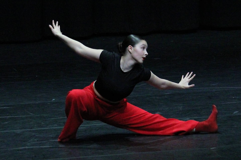 Terrace dancer Jordan Schmidt competes in the Modern Solo Age 16-18 category during opening day of the BC Annual Dance Competition May 5 at the Lester Centre for the Arts. (Thom Barker/The Northern View) 