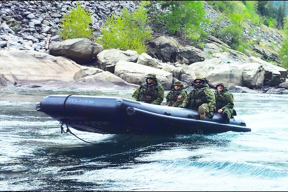 Members of the 44 Engineer Squadron underwent a variety of boat training exercises in challenging conditions along a 44 km stretch of the Columbia River. Photo: Submitted 