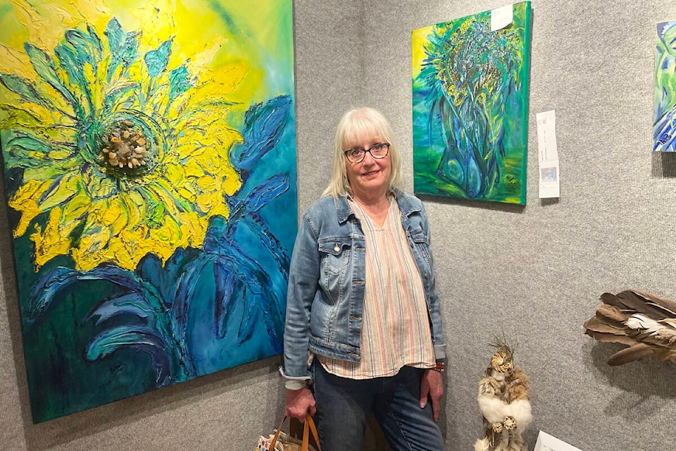 Marilyn Bifano stands amongst some of her creative creations on display with her Station House Gallery show in the main gallery from May 3 until May 25. (Ruth Lloyd photo - Efteen) 