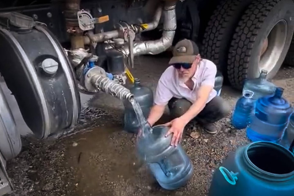 Packrat Water Hauling delivered water to Kelowna’s Tent City. (Kelly Blair/Contributed) 