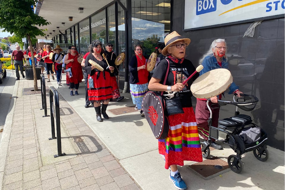 A crowd marched through downtown Mission on Friday (May 3) to bring awareness to missing and murdered Indigenous women, girls and two-spirit people. /Dillon White Photo 