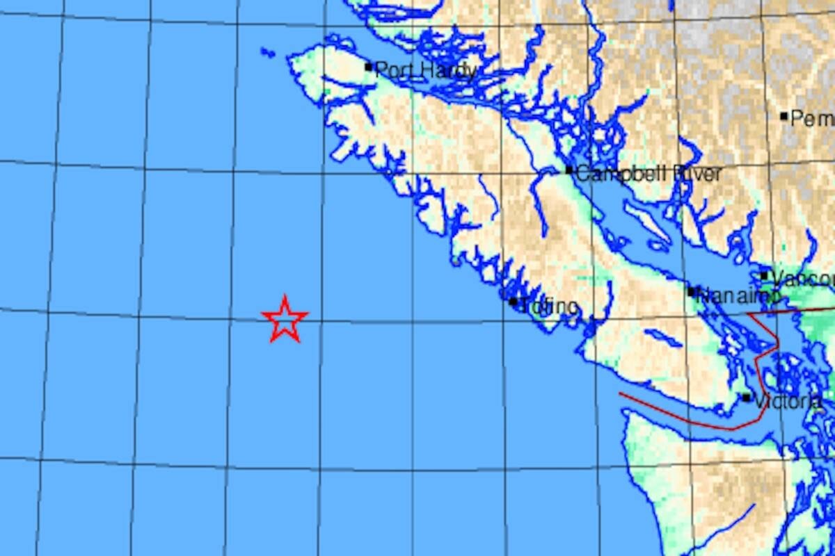 A 4.2 magnitude earthquake strikes the west coast of Vancouver Island