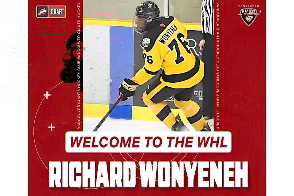 91ԭ’s Richard Wonyeneh had a good season with the Burnaby Winter Club. He was picked by the Vancouver Giants in the 2024 WHL prospects draft. (Special to 91ԭ Advance Times) 