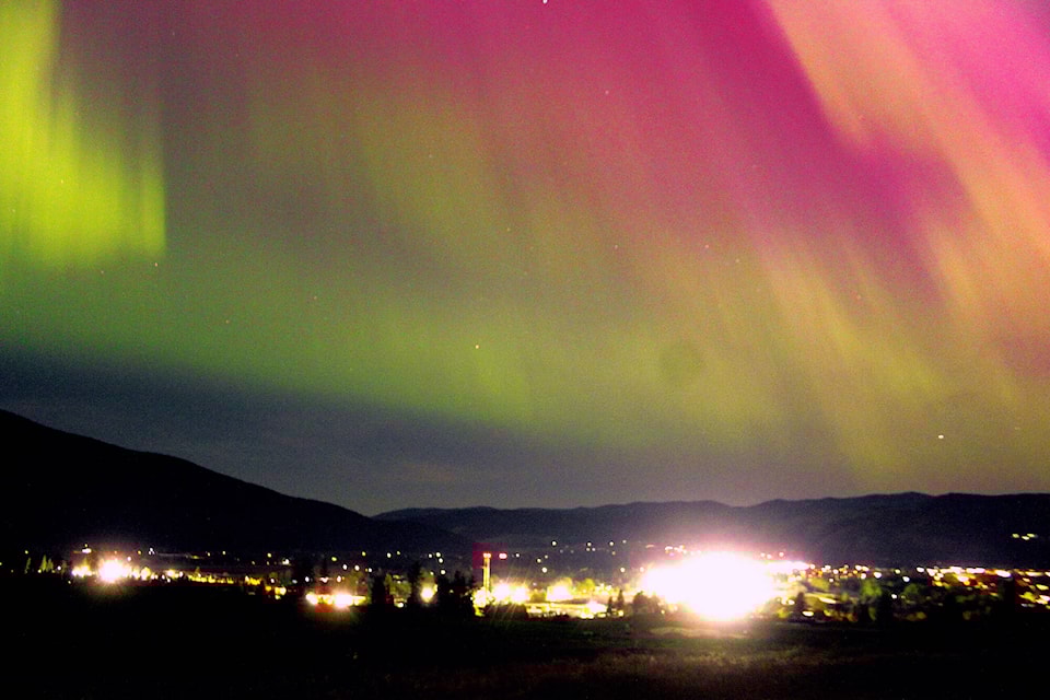 The skies over Grand Forks lit up with a dazzling display of aurora borealis on Friday. A massive solar storm crashed into the Earth’s atmosphere over the weekend, exciting the magnetic field, causing a reaction between the charged particles from the sun and oxygen and nitrogen in the planet’s upper atmosphere, creating a glowing palette of pink, green, purple, blue and some red sheets of aurora to dance and shimmer across most of the planet’s northern hemisphere. Friday was the peak, with some faint aurora visible on Saturday and Sunday. Photos: Karen McKinley 
