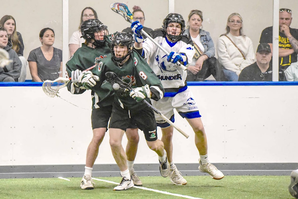  91ԭ Thunder defeated the Burnaby Lakers 11-10 in overtime at 91ԭ Events Centre on Tuesday, May 1\4. (Ryan Molag/91ԭ Events Centre/Special to 91ԭ Advance Times) 
