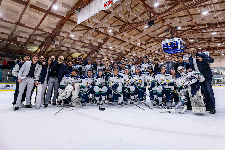 Surrey Eagles are BCHL Coastal Conference after winning Game 7 of Round 3 playoffs vs. the Alberni Valley Bulldogs. Next, they face the Penticton Vees in their quest for the Fred Page Cup. (Tav Morrison photo) 