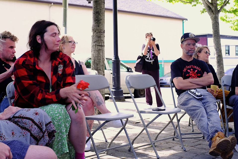In the span of seven days, the Comox Valley experienced three deaths linked to the toxic drug crisis. Brooke Whitney (left) lost her fiancé Sam Golbeck, one of last week’s three losses. (Olivier Laurin / Comox Valley Record) 