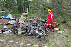Jaffray Fire Department extinquishes RV fire at Tie Lake