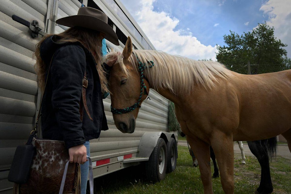 Day one of the Falkland Stampede brought about numerous events, including barrel racing, tie-down roping and saddle bronc. (Keith Hustler Photo) 