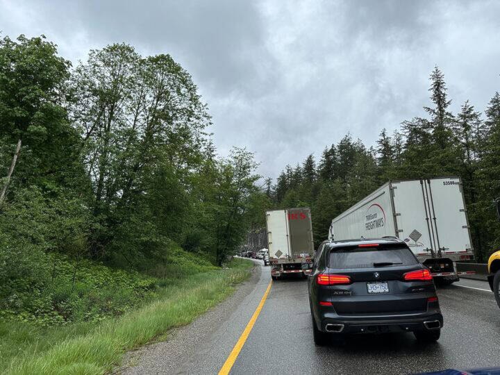Traffic is backed up on Highway 3 due to the accident, which took place on the westbound lane between Exit 177 and Exit 173. (Jordy Cunningham) 