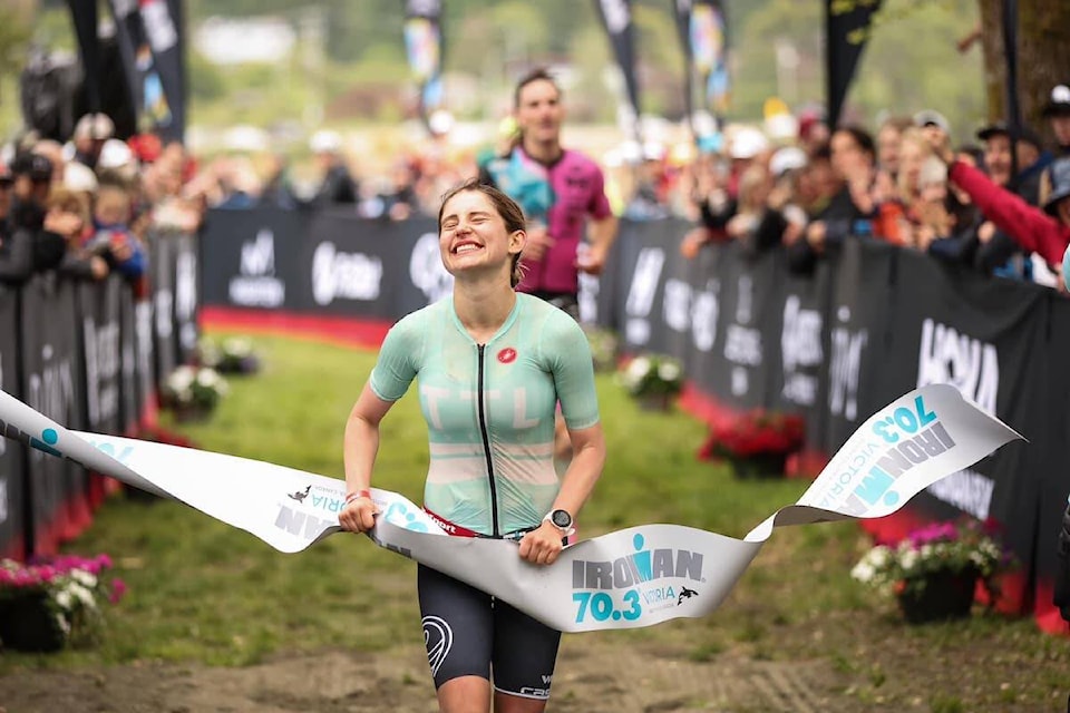 Maia Watson was the top woman at the Ironman 70.3 Victoria on Saturday, May 25 with a time of 4:54:53. (Ironman 70.3 Victoria/Facebook) 