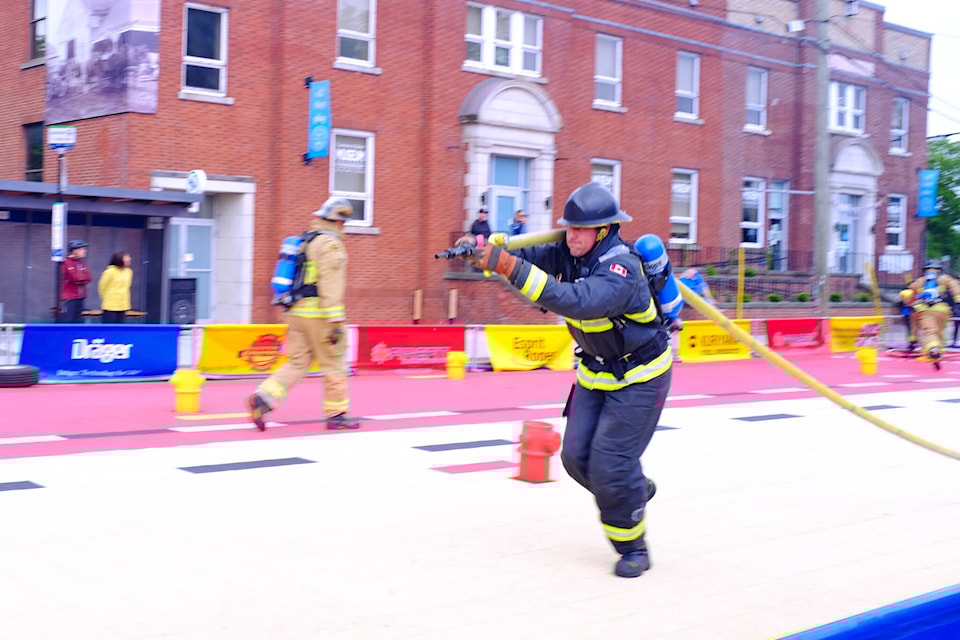 Dozens of firefighters competed at the FireFit Pacific Regional Championships held in downtown Courtenay on May 25 and 26, 2024. (Olivier Laurin / Comox Valley Record) 