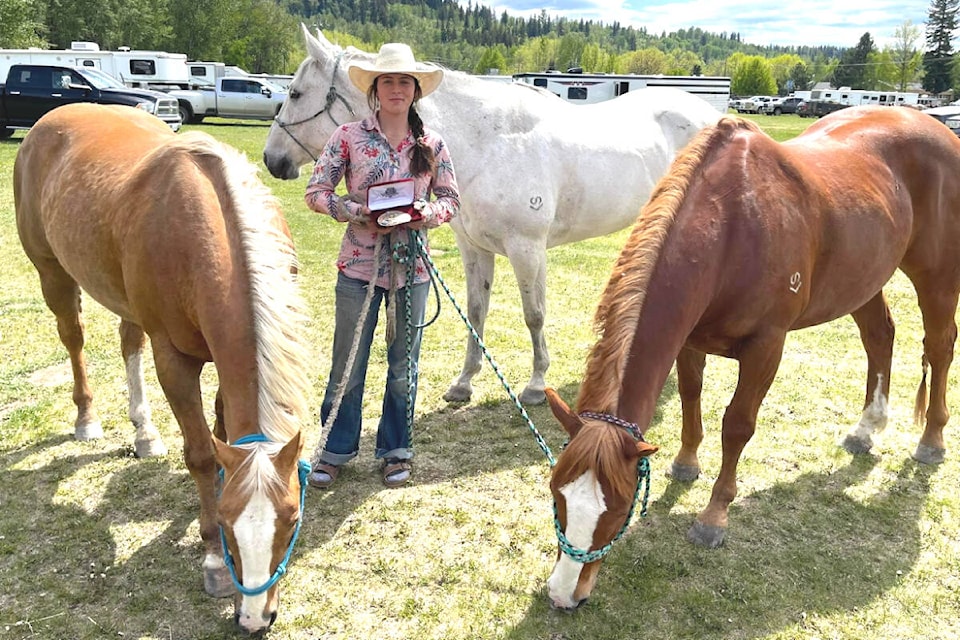Renee Seelhof of Horsefly is the 2024 Season Leader – South Region Team Roping Champion and qualified in six of her events to the B.C. Provincial Championships. (Ricky Seelhof photo) 