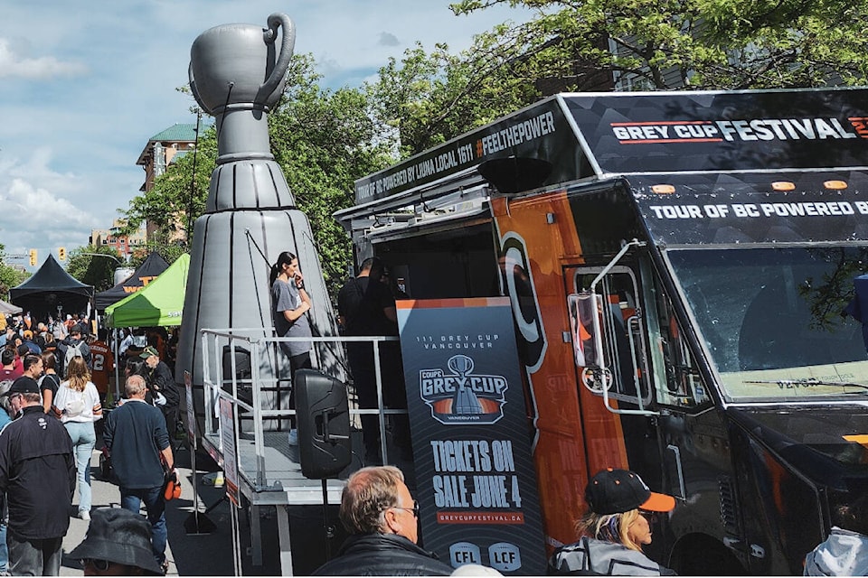 In the specially outfitted Grey Cup Festival caravan, the Grey Cup Festival Tour of B.C., powered by LiUNA Local 1611, will be in Williams Lake Saturday, Aug. 24, 2024. Photo courtesy 2024 Grey Cup Festival 