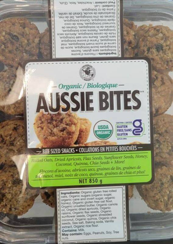 Universal brand Organic Aussie Bites recalled due to undeclared gluten