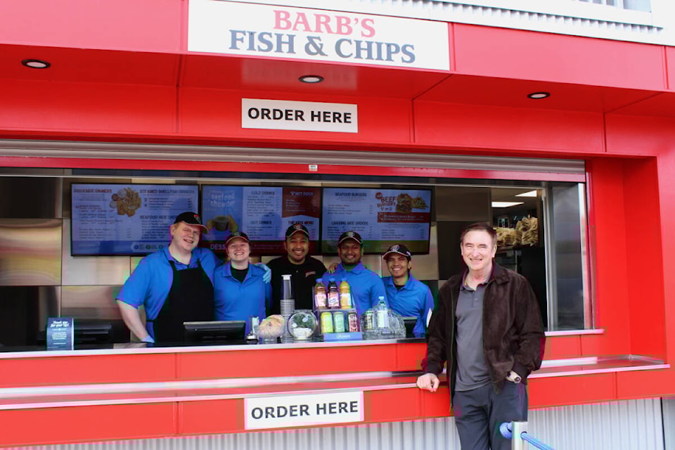 Owner Ian Poyntz and staff at Barb’s Fish and Chips located in Fisherman’s Wharf. (Samantha Duerksen/Black Press Media) 