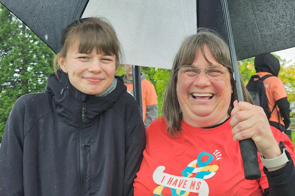 North Otter resident Jennifer Bryce (right), seen here at the 2024 Fraser Valley MS walk in  City on Sunday, May 26 with daughter Madissyn (left), said ’ I can beat MS, it’s not going to beat me.’ (Dan Ferguson/) 