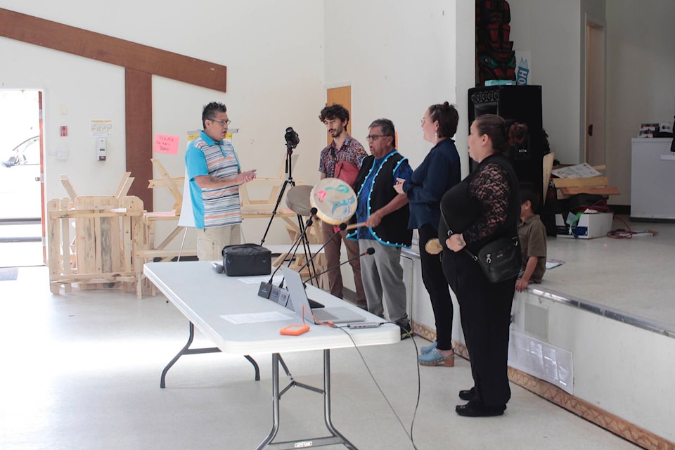 Singers open the event at the Main Hall at the Homalco community. Photo by Marc Kitteringham/Campbell River Mirror 