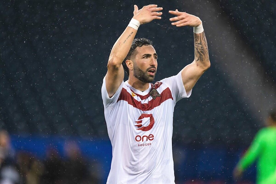 Valour’s Jordan Swibel was named CPL player of the week after racking up 2 goals against Vancouver FC on Sunday. (Special to Langley Advance Times) 
