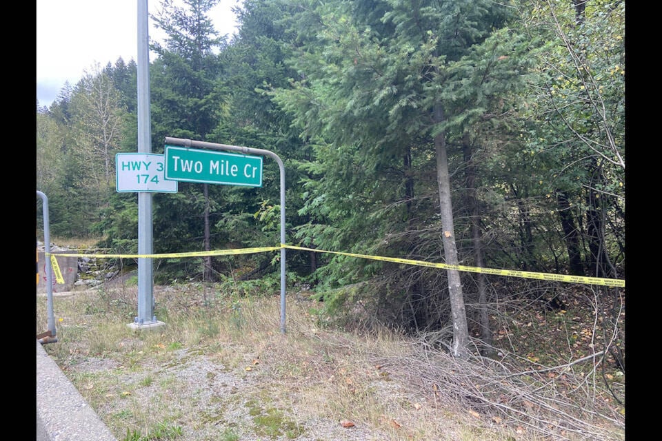 On Sept. 17, 2o23, RCMP were on scene, in the embankment area of Two Mile Creek after receiving a report of an unresponsive person. Upon arrival, officers discovered the deceased man’s body in a dry creek bed near the Two Mile Creek Bridge. (Kemone Moodley/Hope Standard) 