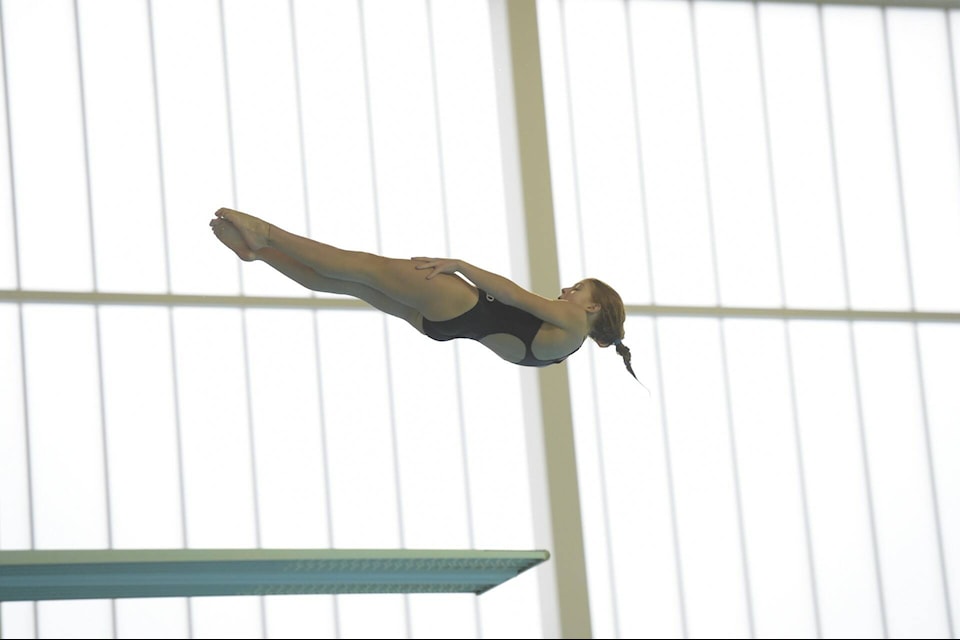 White Rock Divers member Nixon Laing competes during the Provincials Dive Meet in Victoria June 1-2, where several club divers won medals. (Jozef Povazan photo) 