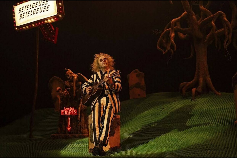 This image released by Warner Bros. Pictures shows Michael Keaton in a scene from “Beetlejuice Beetlejuice.” (Parisa Taghizadeh/Warner Bros. Pictures via AP) 