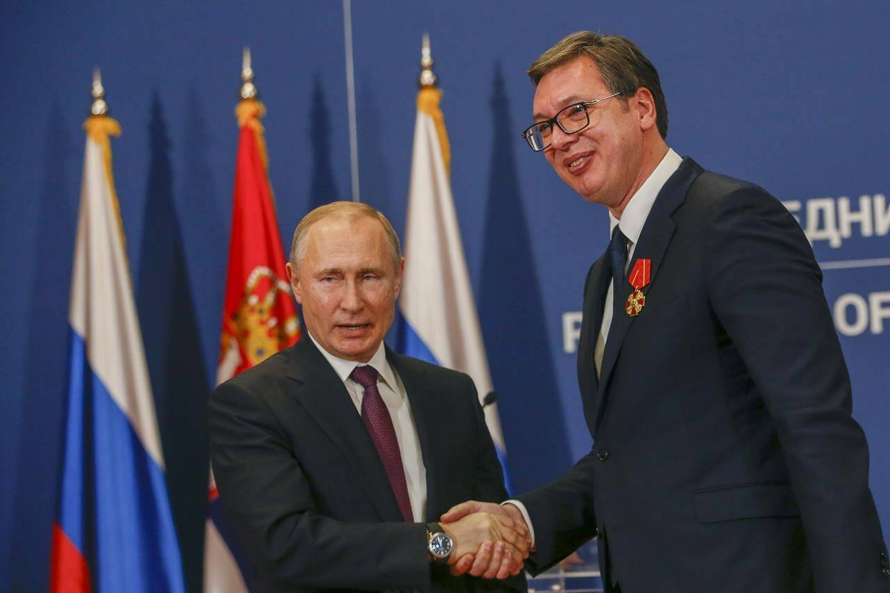 Serbia’s president thanks Putin for gas supplies and vows he’ll never