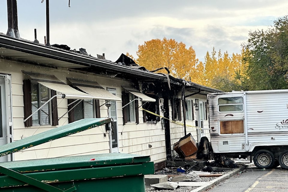 A fire destroyed an apartment complex near the Lodge in Vernon Sunday morning, Nov. 3, 2024. 