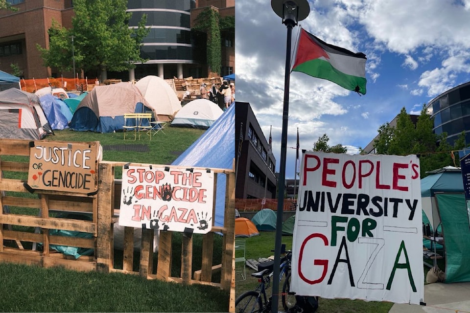 An encampment has been set up on the grounds of UBC Okanagan for 46 days.