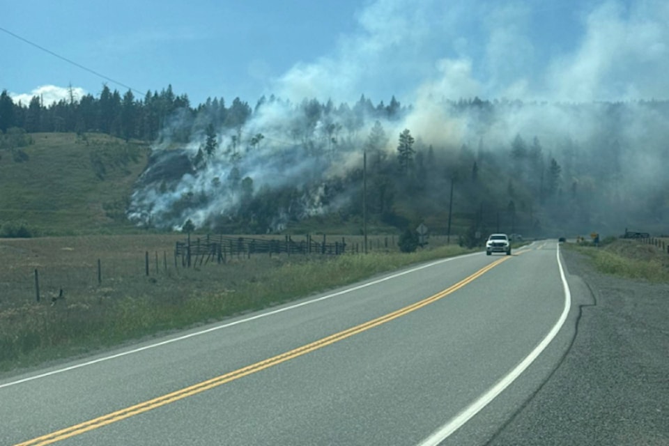 Wildfire off Highway 5A between Princeton and Merritt. 