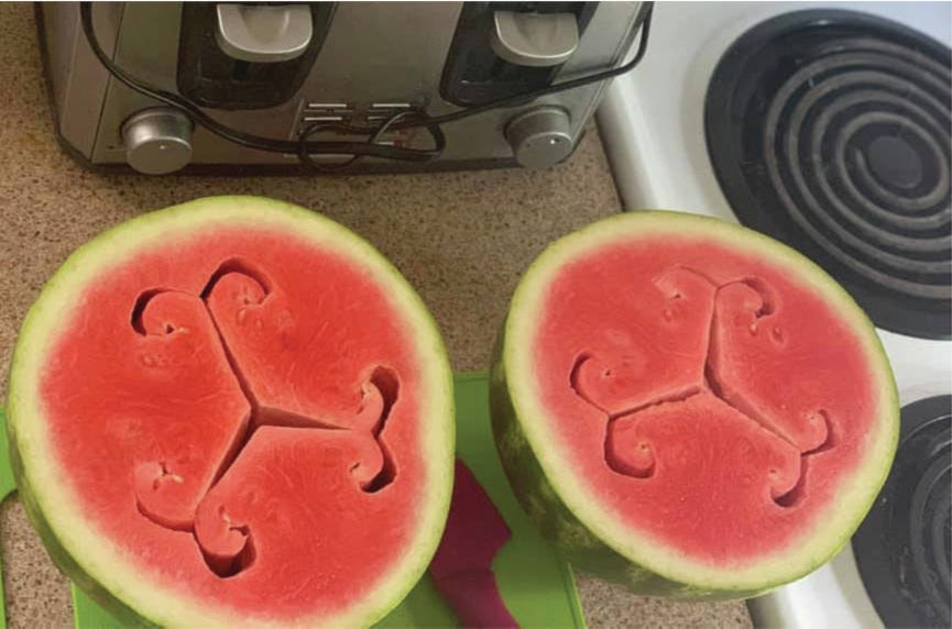 Michelle Freeman knew she had something special when she cut into this watermelon. She wins a Save On gift card with this submission.