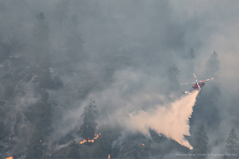 As the Thomas Creek wildfire continues to grow, an evacuation order has been issued for 77 homes, and 600 on alert near Okanagan Falls. (Meghann Fletcher photo)