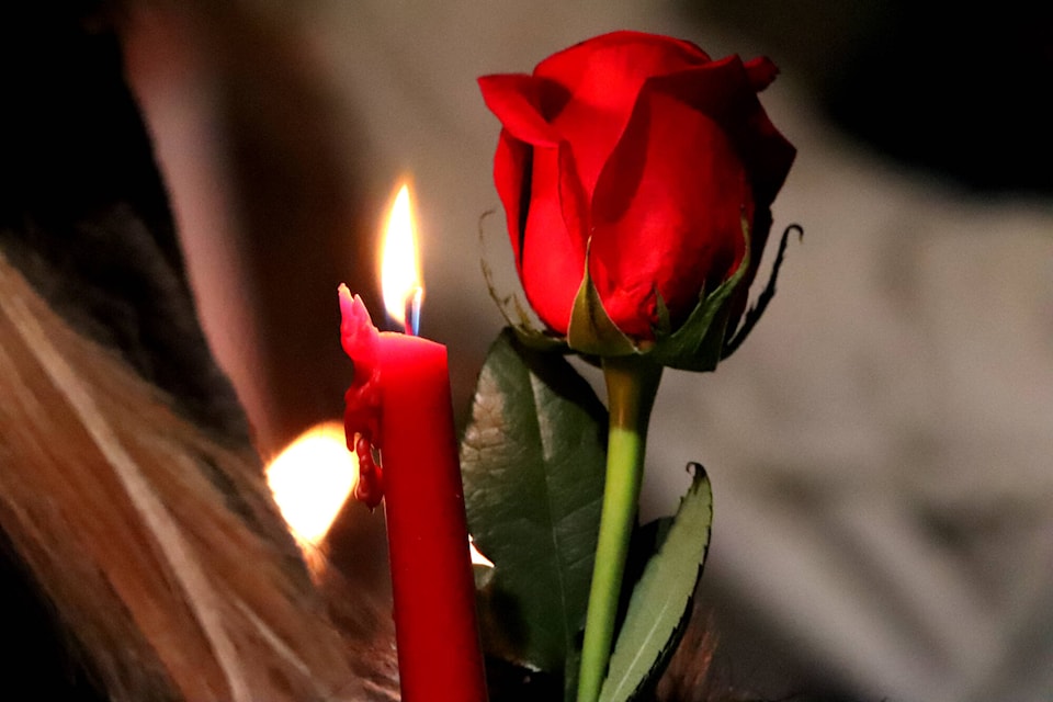 Okanagan College hosted a candlelight vigil in honour of the National Day of Action on Violence Against Women Monday, Dec. 6. (Jennifer Smith - Morning Star)