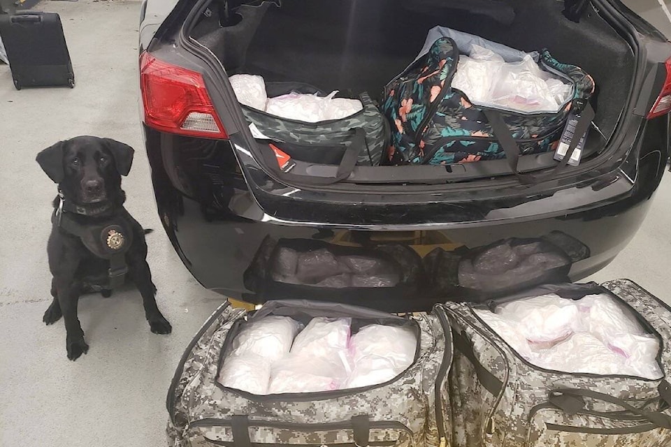 Canada Border Services Agency says 100 kg of methamphetamine was seized at the Pacific Highway border on Oct. 18, 2021. (Contributed photo)