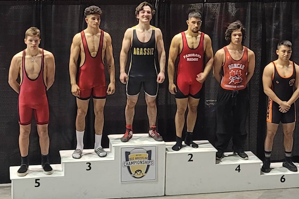 Mark Schwichtenberg won the gold medal at the high school provincial wrestling tournament this past weekend. He is Agassiz Elementary Secondary School’s only wrestler. (Contributed Photo/Balan Moorthy)