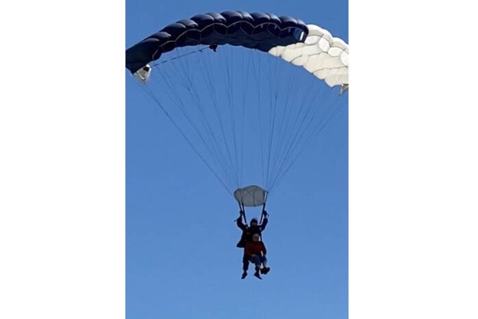 James Osborne of Vernon celebrated his 80th birthday by skydiving on Sunday, May 22, 2022. (Submitted photo)
