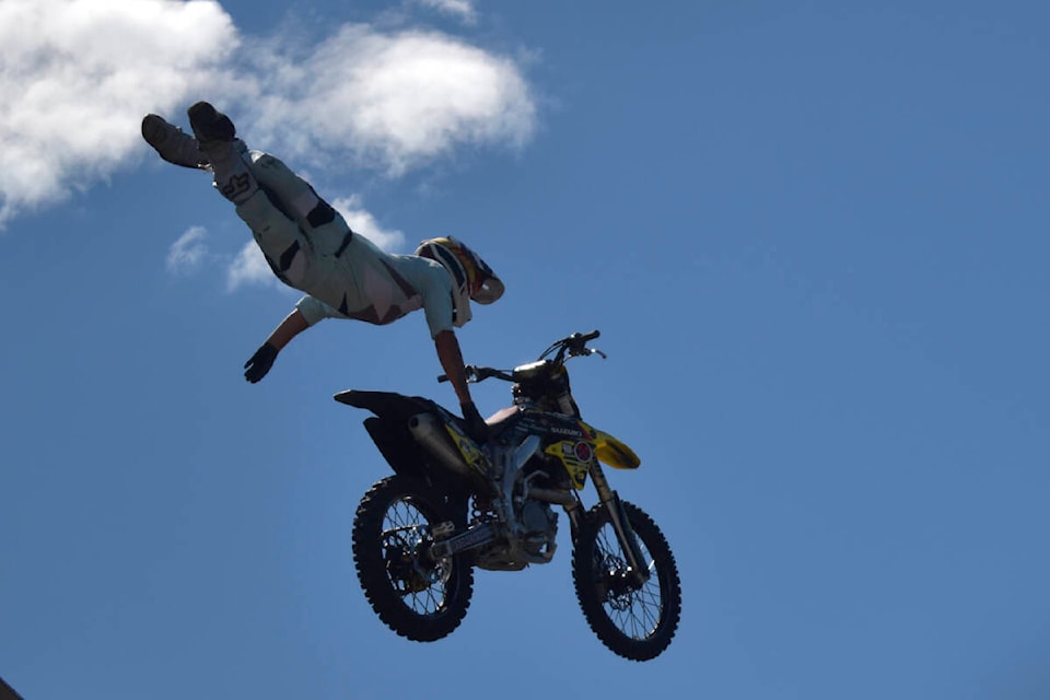 Mega Motocross riders at the 75th Penticton Peach Festival on Friday afternoon, Aug. 5. (Logan Lockhart- Western News)