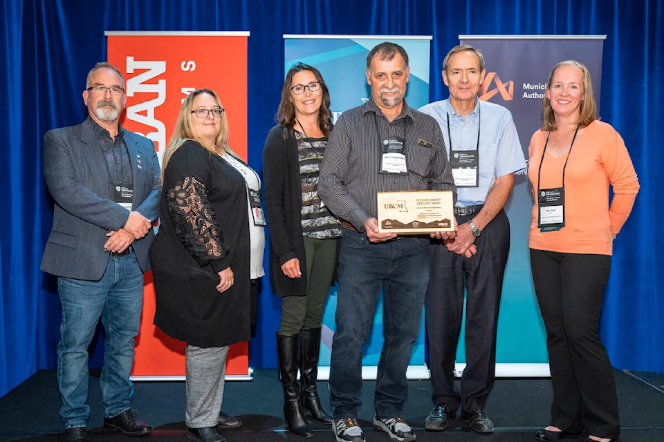 Regional District of Okanagan-Similkameen directors and representatives accept the 2022 Community Excellence in Governance awards at the UBCM convention in Whistler. (Photo- Scott McAlpine)