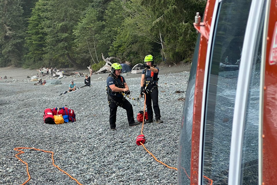 Alberni Valley Rescue Squad assists Juan de Fuca SAR and Port Renfrew Fire Department with the extraction of an injured hiker from the Juan de Fuca Trail on Aug. 11.