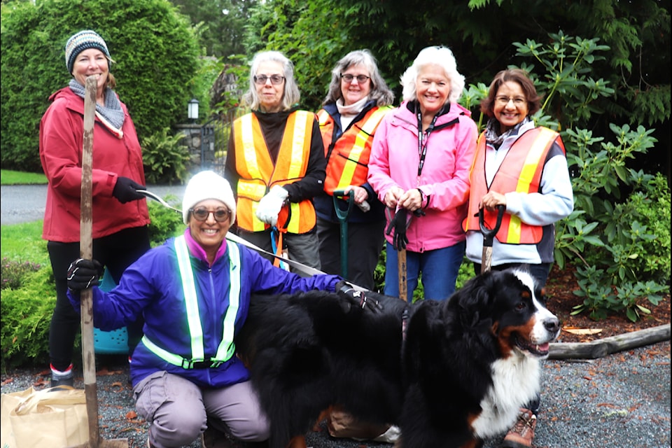 Joan Traversy (left), Ruth Ann Gar, Dawna Harden, Marilyn Cudmore, Ruby Brown and Nina Din in the foreground gathered to provide a spring surprise.