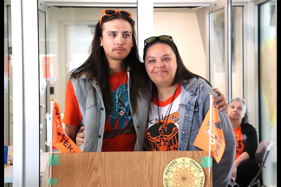 Alan Taylor Peterson and sister Michaella spoke at Sooke's Truth and Reconciliation event. ( Tim Collins photo)